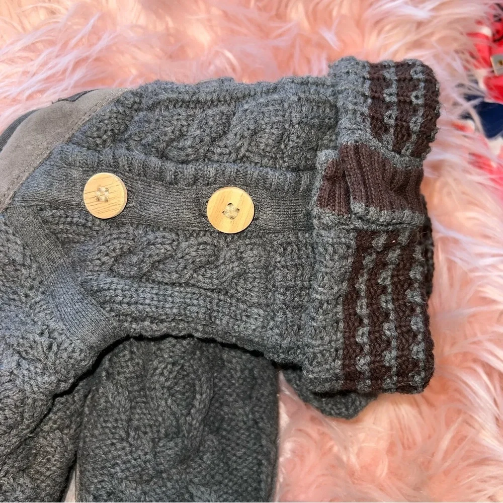UGG Grey Button Sweater Foldable Warm Winter Boots